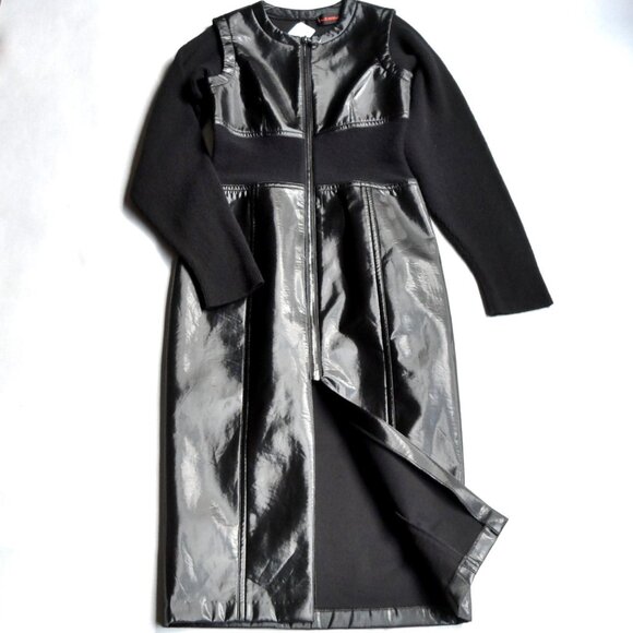 NWT$1050 RUNWAY COLLECTION Yigal Azrouel Knit Long Sleeves Leather Midi Dress 10 - Picture 3 of 16